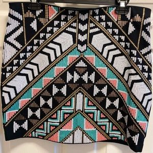 Express *NWT* | Mini Skirt | L | Sequins Aztec Pattern| Multi-color